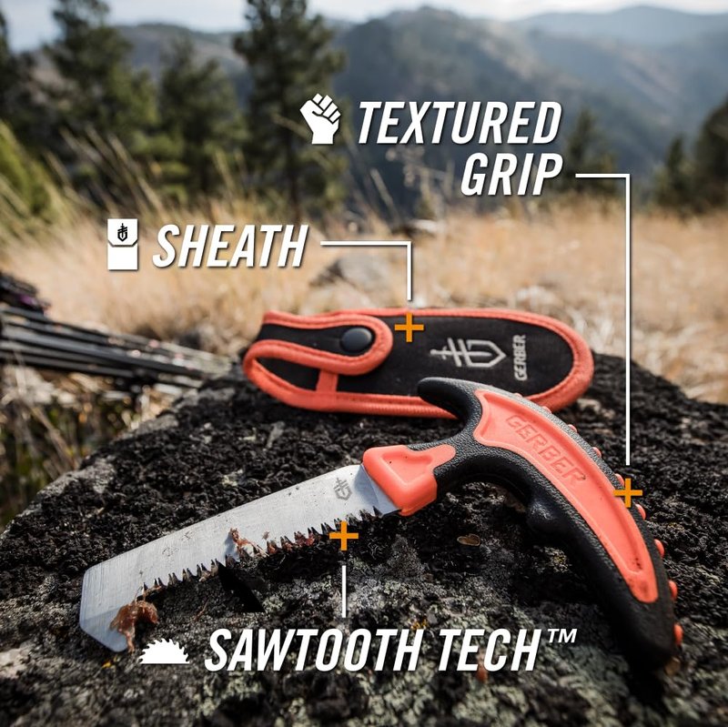Gerber Gear Vital Pack Compact Saw, Stainless Steel Sawtooth Blade for Camping, Hunting and Hiking with Sheath