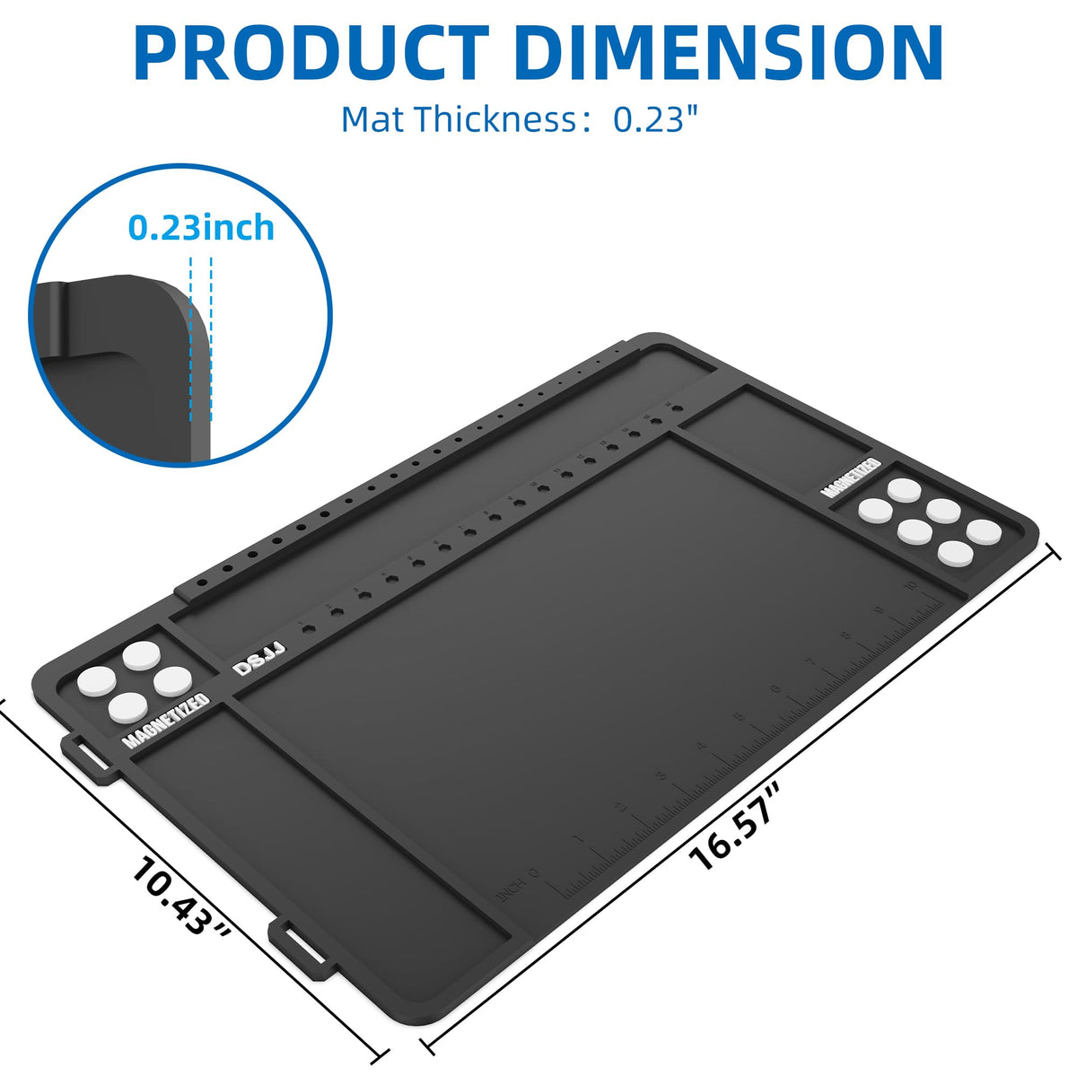 CKPART Pistol Gun Cleaning Mat, Premium Gun Cleaning Pad with Organizer Parts Tray, Anti-Slip Rubberized Pistol Gun Mat, Protective Workbench Mat for Pistol Cleaning (16.5"x 10.43") (Black)