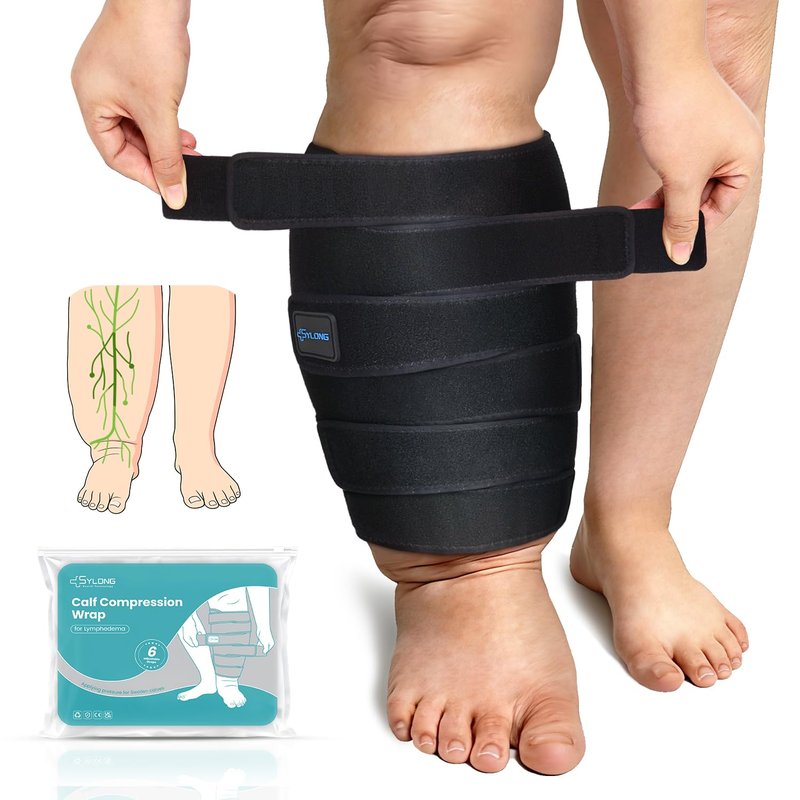 Sylong® Swelling Edema Calf Compression Wrap Adjustable Sleeve For Lower Leg Lymphedema Circulation (XL)