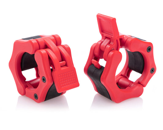 HACUBA FITNESS Olympic Barbell Clamps Collars Quick Release Pair Weight Clips for 2 inch Barbell RED