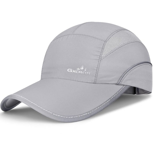 GXCROR Quick-Dry Running Hat for Men & Women - UPF 50+ Breathable Mesh, Reflective Sports Cap for Outdoor, Hiking Light Gray