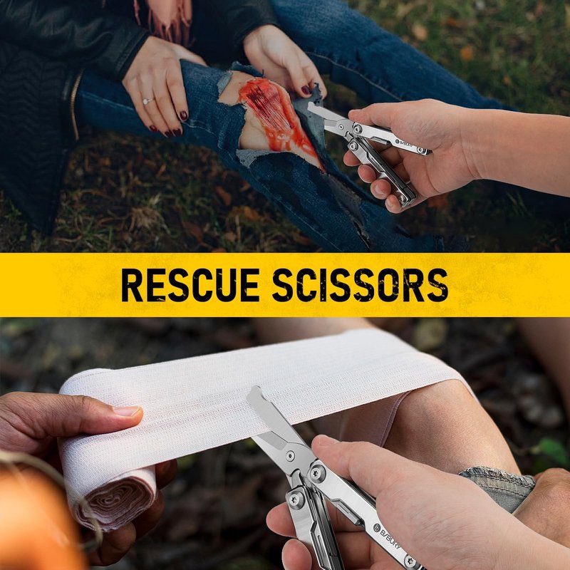 BIBURY Mini Multitool BI2052A, 8 in 1 Keychain EDC Scissors w/Window Breaker, Seat Belt Cutter, Bottle Opener for Outdoor Survival, Multi Tool Cool Gadget TSA Approved, Gift for Men Women