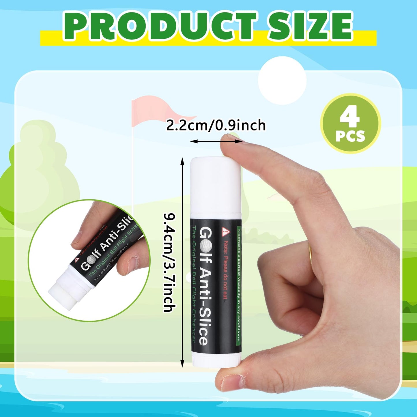 Halloscume 4 Pcs Golf Anti-Slice Anti-Slick Stick Compound for Clubs Boosts Distance and Increases Accuracy Gift for Golfer Supply(Classic Style)