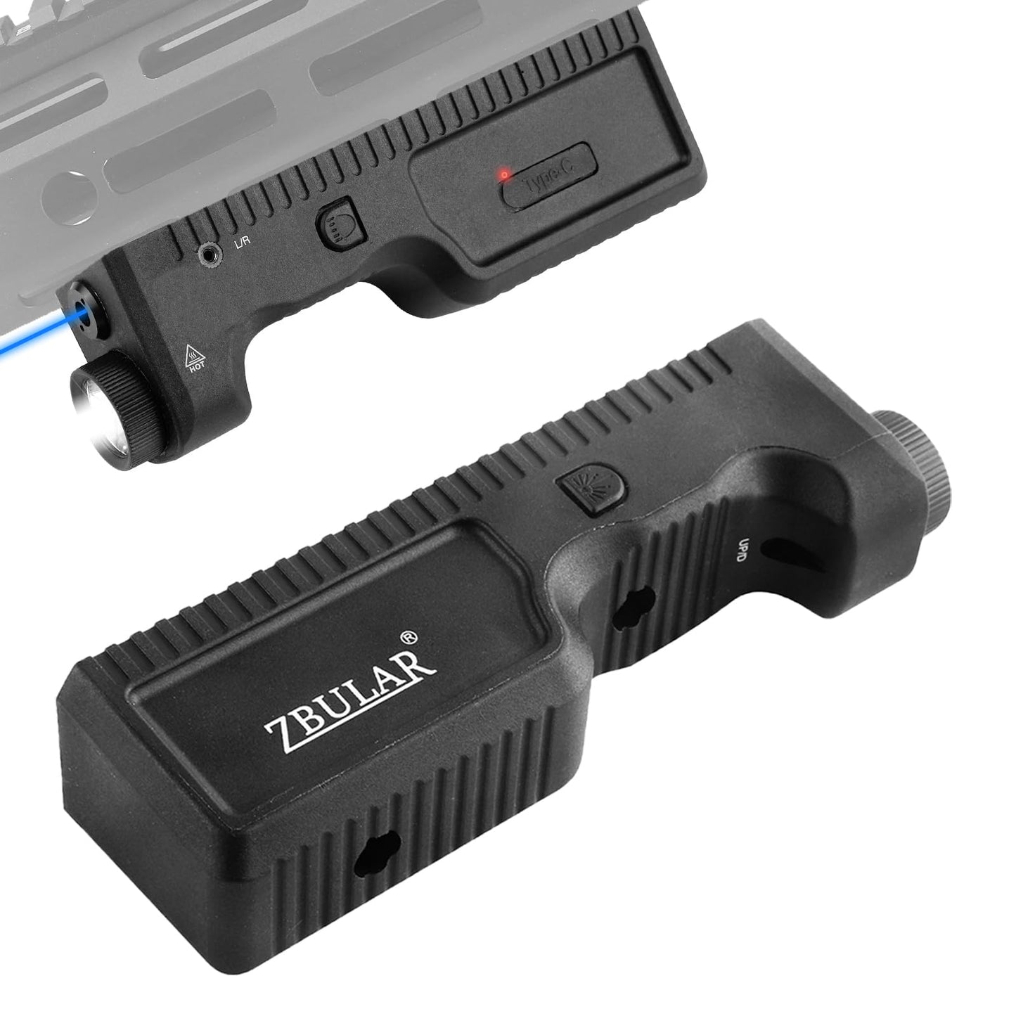 ZBULAR 1000 Lumens Strobe Function,Light Laser Combo Compatible with M-Lok Rail Surface, Tactical Flashlight and Blue Laser Sight for Rifle,USB-C Rechargeable IIIA Class Laser Power Output ≤5mW