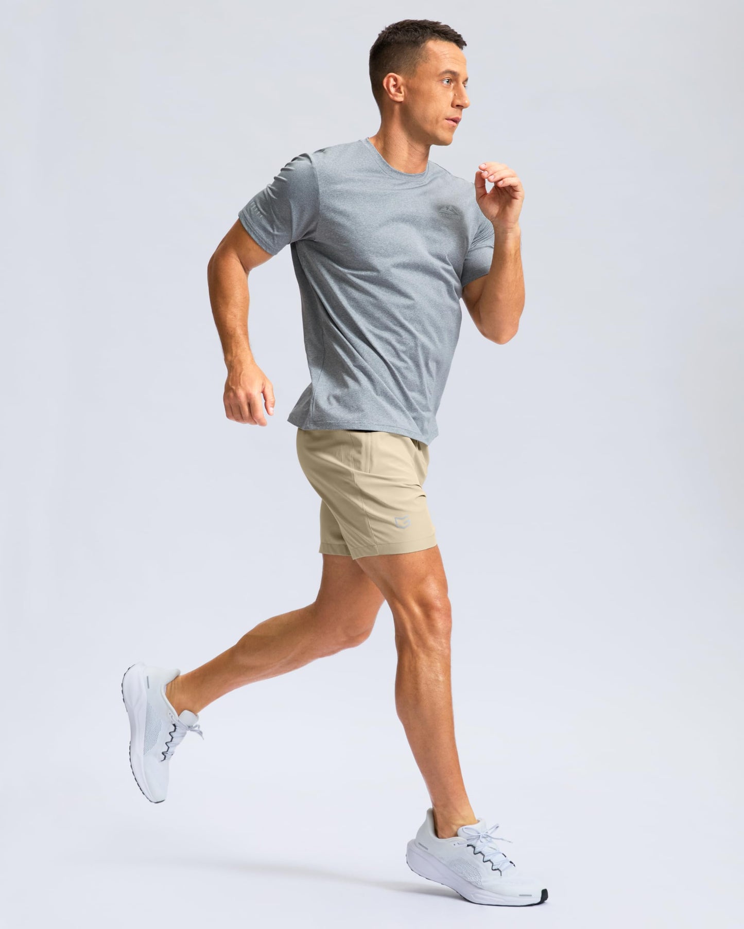G Gradual Men's Athletic Running Shorts with 2 Zipper Pockets 7"/ 5"/ 9"(Khaki,5XXXL)