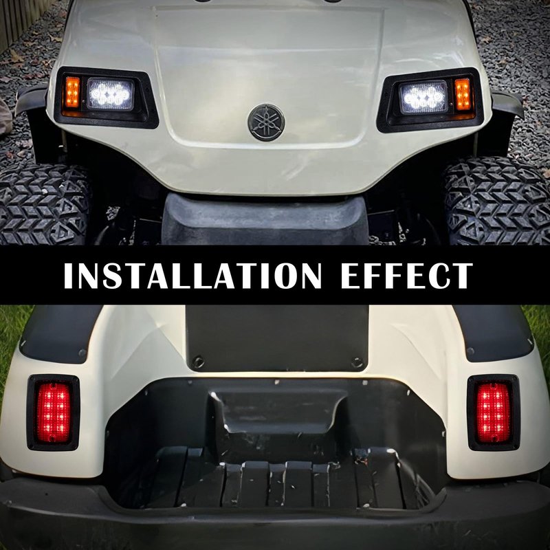VPAHub Golf Cart Adjustable Light Kit Fit for YAMAHA G22, 2 LED headlight, 2 LED taillight, 1 Basic wiring harness Instruction & hardware included, Black/Amber/Clear