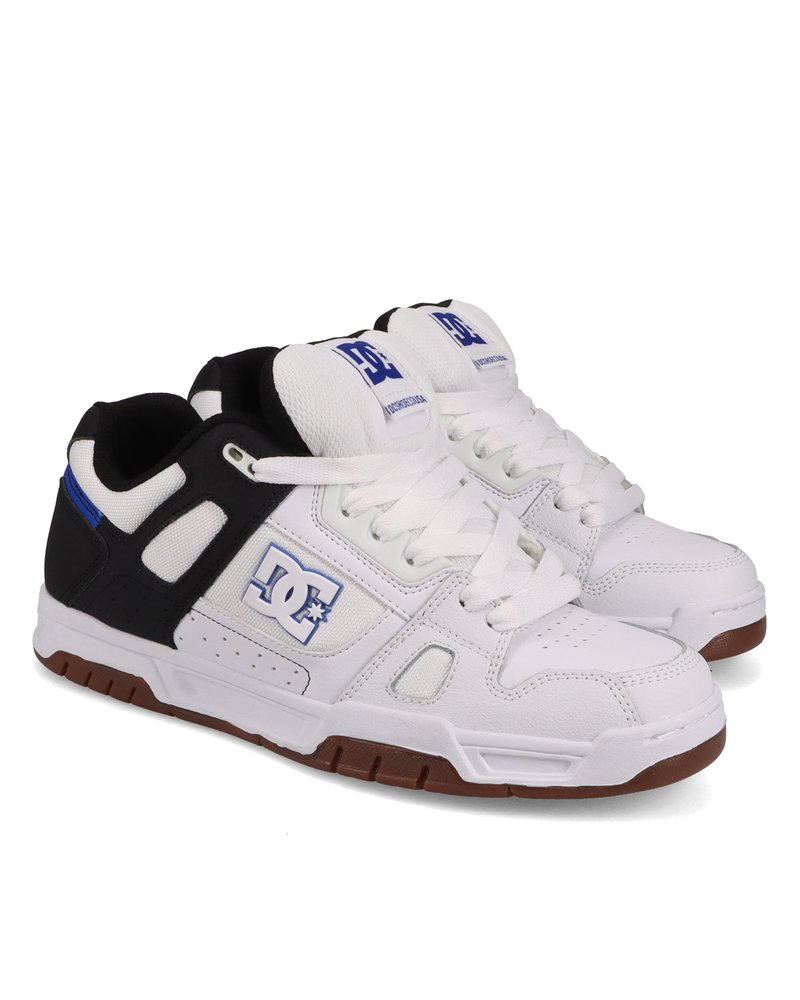 DC Men's Stag Skate Shoe, White/Black/Blue/Gum, 11.5