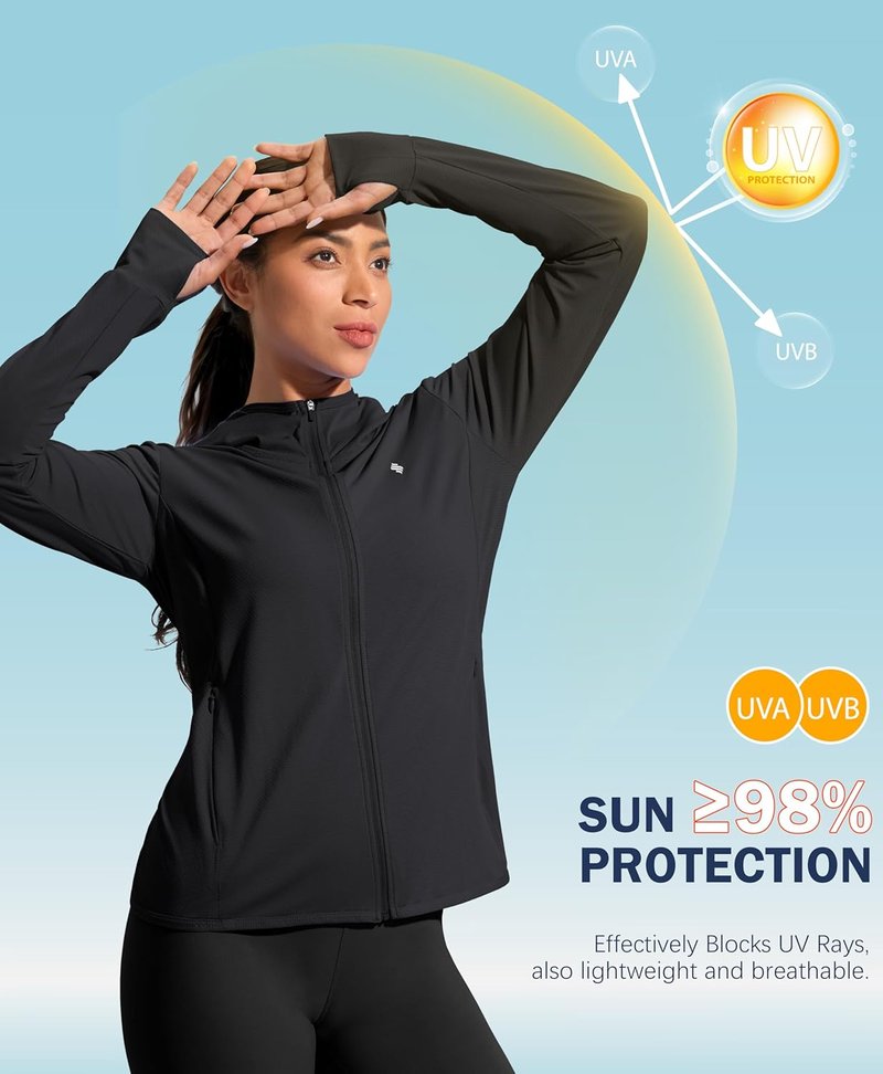Soothfeel Women's UPF 50+ Sun Protection Hoodie Jacket - Lightweight Long Sleeve Hiking Shirt with Pocket