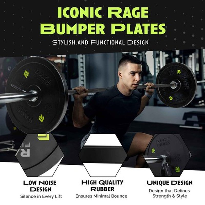 Olympic Bumper Plates, Rubber Formula With Steel Insert (10lb, 15lb, 25lb, 35lb, 45lb - SOLD INDIVIDUALLY), Olympic Weight Plates for Strength Training, Bench Press, Squats, Powerlifting