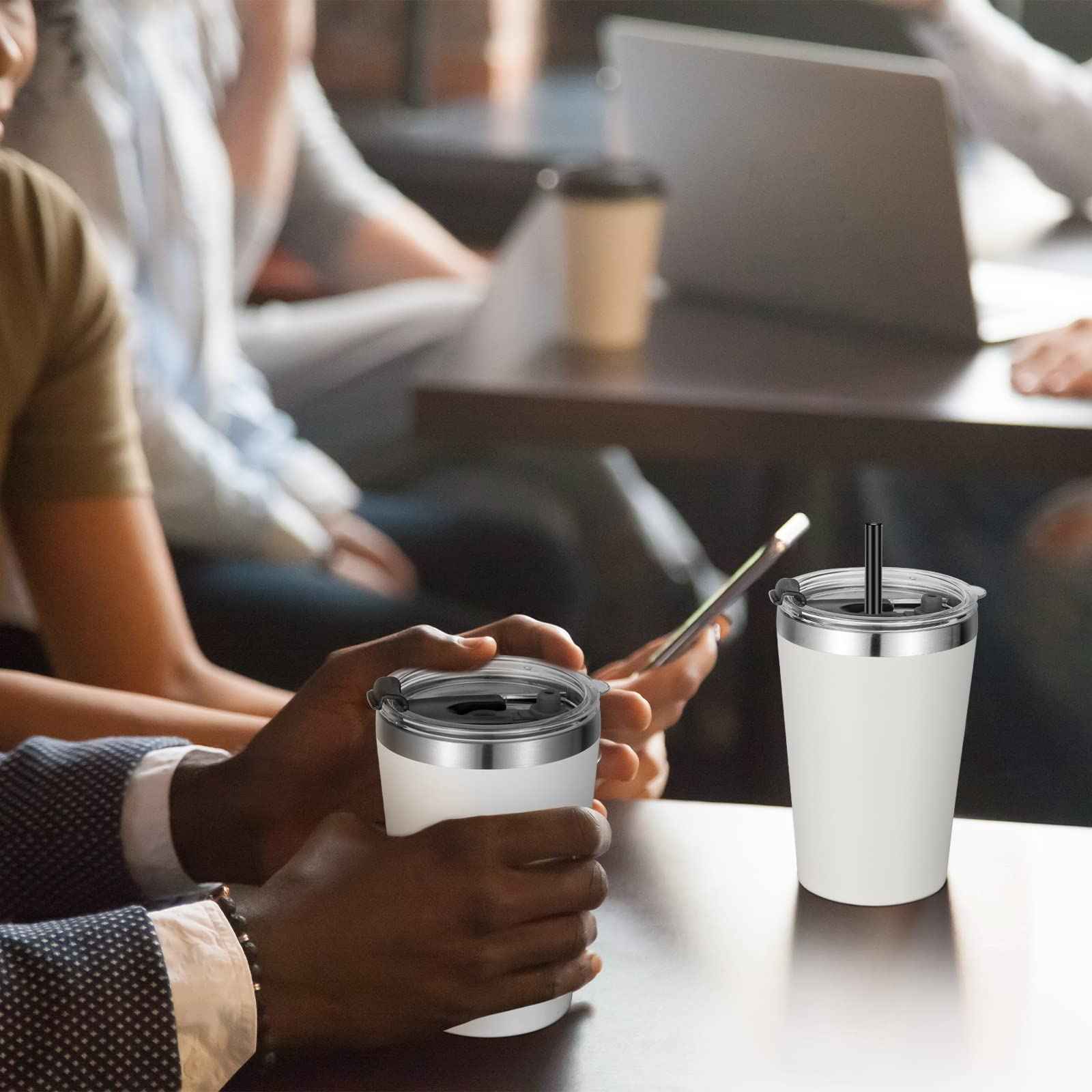 VEGOND 12oz Tumbler Stainless Steel Tumbler bulk Vacuum Insulated Double Wall Travel Tumbler with Lid and Straw Reusable Tumbler, White 12 Pack