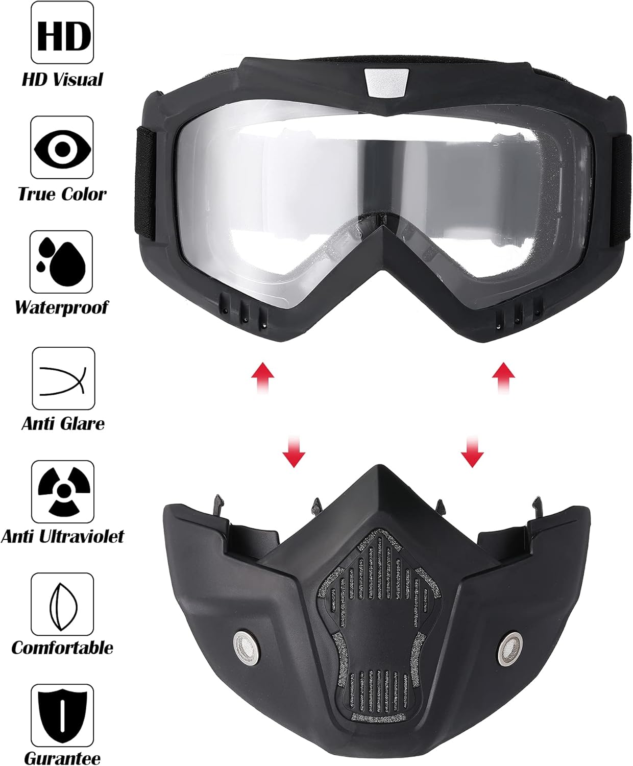 Motorcycle Goggles - Anti-Fog Tactical Riding Glasses for Paintball & Airsoft | ATV Compatible