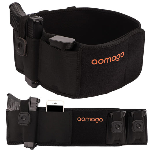 Belly Band Holsters for Concealed Carry: Aomago Gun Holster for Women | Men Fits Glock | Smith Wesson | Taurus | Ruger and More Breathable Neoprene - Waistband Holster for Most Pistols and Revolvers