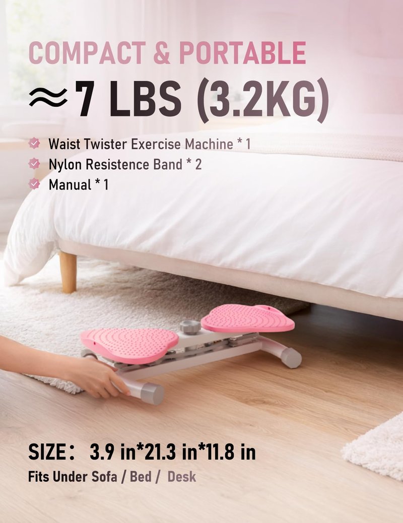 Karimonox Waist Twister Machine for Body Toning, Fat Burning, Supports 300 lbs, Noiseless, Anti-Slip, Compact Portable for Home, Gym, Apartment, Office