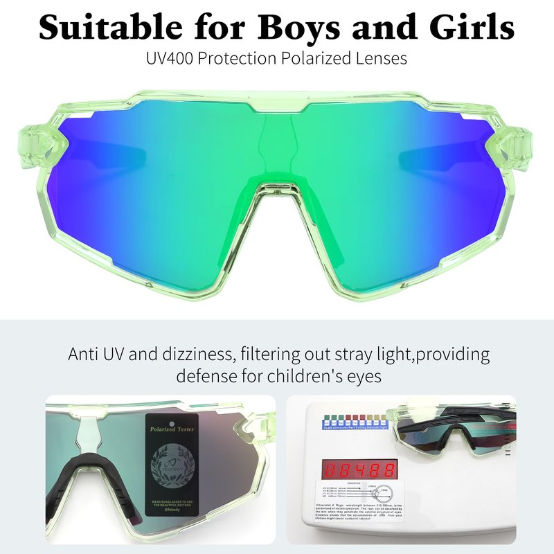 FEISEDY Kids Teens Baseball Polarized Sunglasses Lightweight Frame UV400 Sports Cycling Shades for Boys Girls B0190