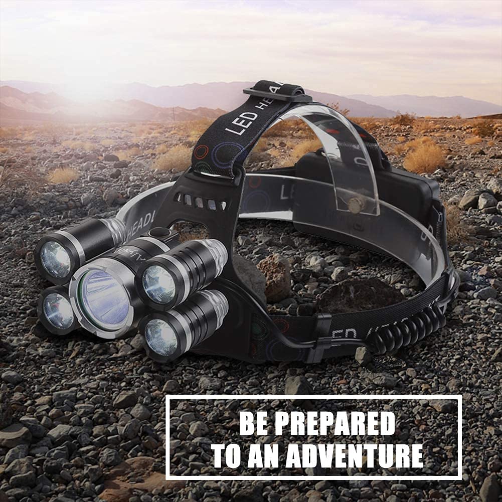 Alyattes Headlamp Rechargeable USB LED Headlamp, Headlamps for Adults, 12000 Lumens Outdoor Headlamp Flashlight with Adjustable, 4 Modes Headlight for Camping, Hiking and Hunting