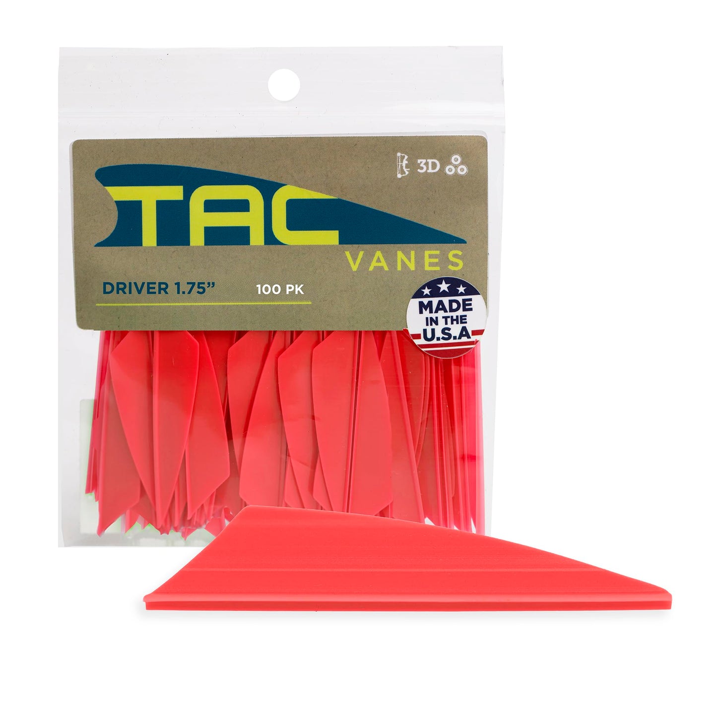 TAC Vanes Driver Arrow Vanes | Archery Fletching for Compound & Crossbow | Durable, Lightweight, High Accuracy, Red 100 Pack