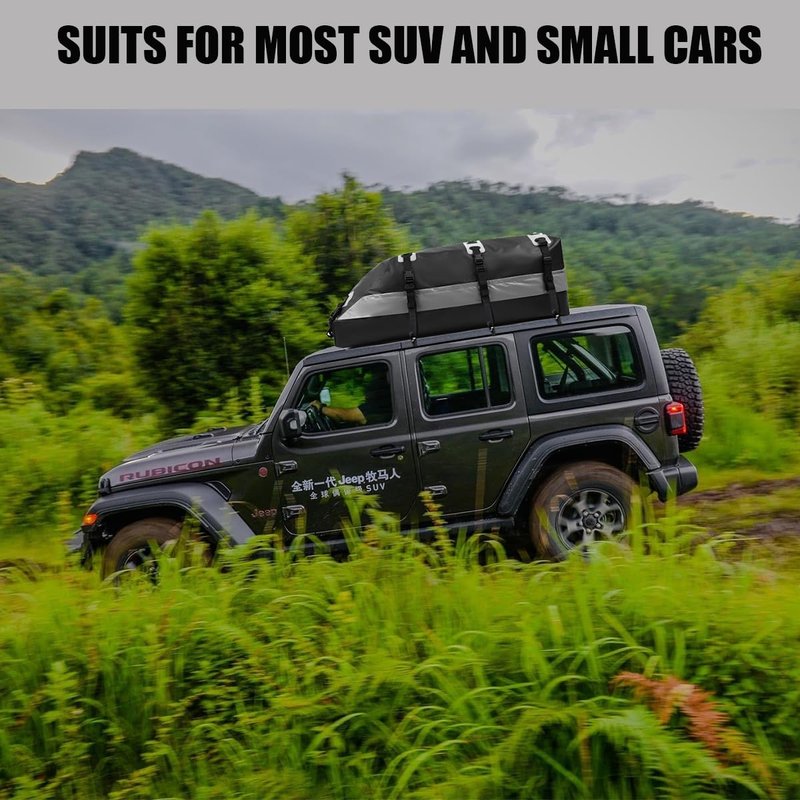 FANXIN Car Roof Bag, Rooftop Cargo Carrier 21 Cubic Feet, Waterproof Car Topper Luggage Carrier with/Without Rack, Includes Anti-Slip Mat, 8 Reinforced Straps, 8 Door Hooks, Luggage Lock, Storage Bag