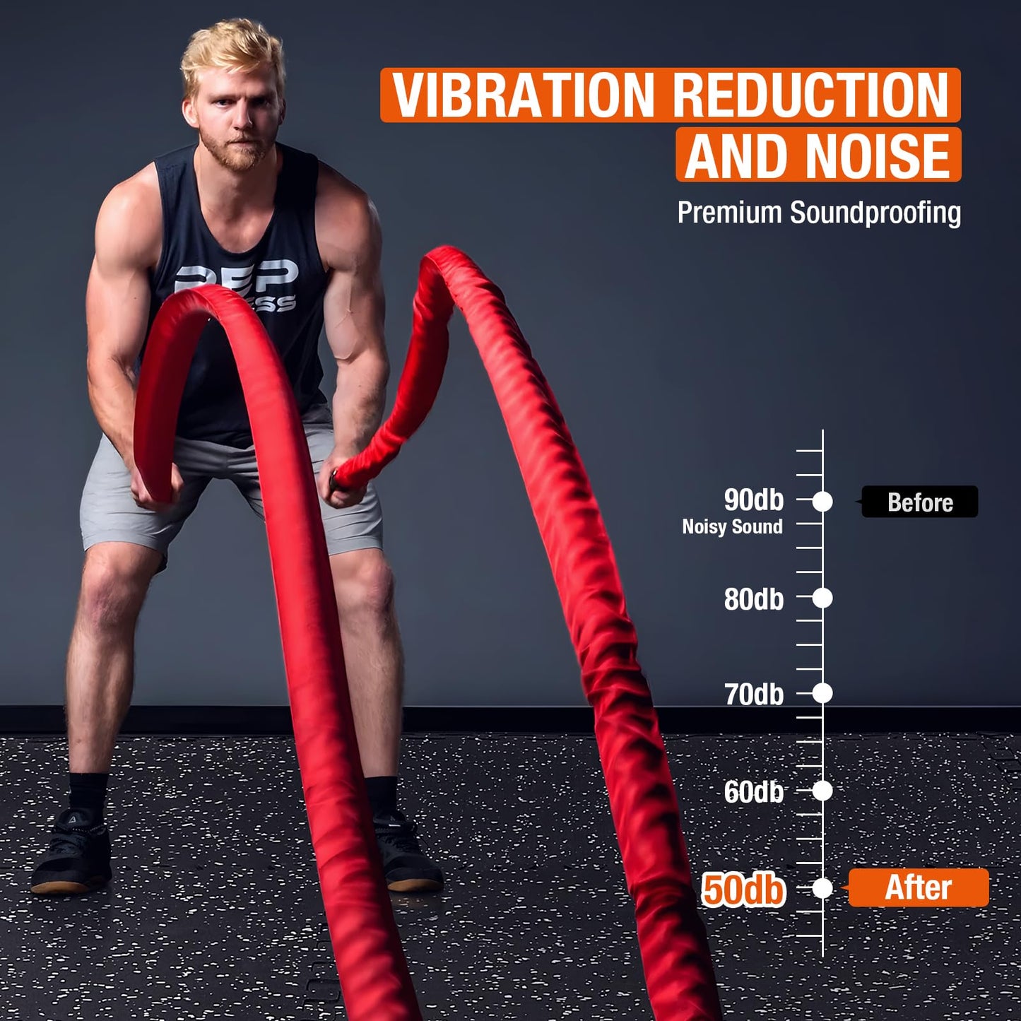 FAHKNS Gym Mat, 0.79'' Extra-Thick Exercise Equipment Mats, 12 Pcs 48 Sq Ft Rubber Top Floor Tiles, Non-Slip, EVA Foam Exercise Mat Tiles - Durable, Interlocking Mat, Gym Flooring for Home Gym(Black)