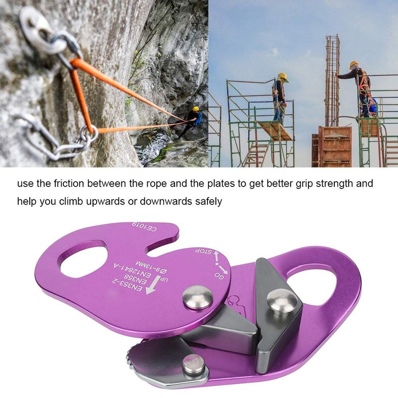 Alomejor Climbing Descender, self Braking Compact Rope Descender Aluminum Construction for Climbers Mountaineers Rescue Teams
