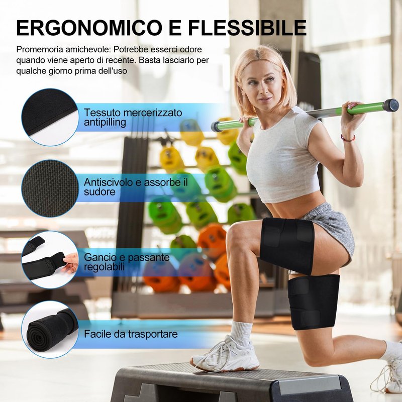 supregear Thigh Wraps Support, 2-Pack Non-Slip Compression Thigh Sleeve Hamstring Quad Wrap Adjustable Neoprene Upper Leg Brace Leg Slimmer for Women Men Pulled Groin Muscle, Quadriceps, Black, XL