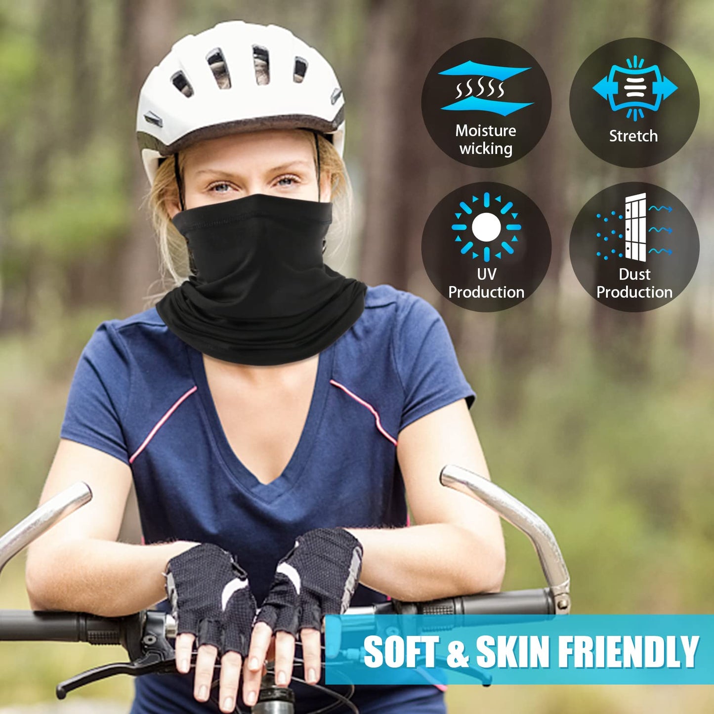 Fivali 6 Pack Neck Gaiter Face Mask: Cooling Windproof Breathable Bandana