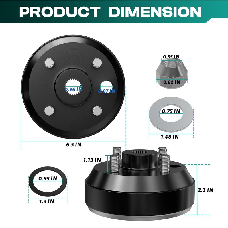 DRIVE UP Golf Cart Brake Drum for EZGO, Large Hole Fine Splined Brake Drum with Nut for EZGO 1991-Up 4 Cycle Gas Models, OEM 21807-G1