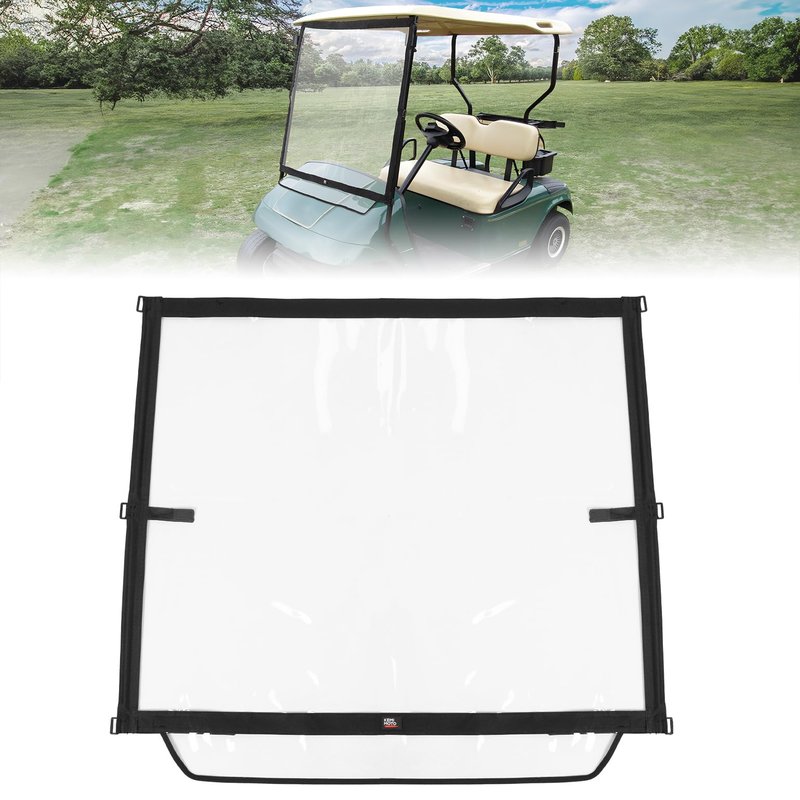 KEMIMOTO Foldable Golf Cart Windshield Compatible with EZGO TXT 1994-2013, Portable Lightweight PVC Windshield, Black