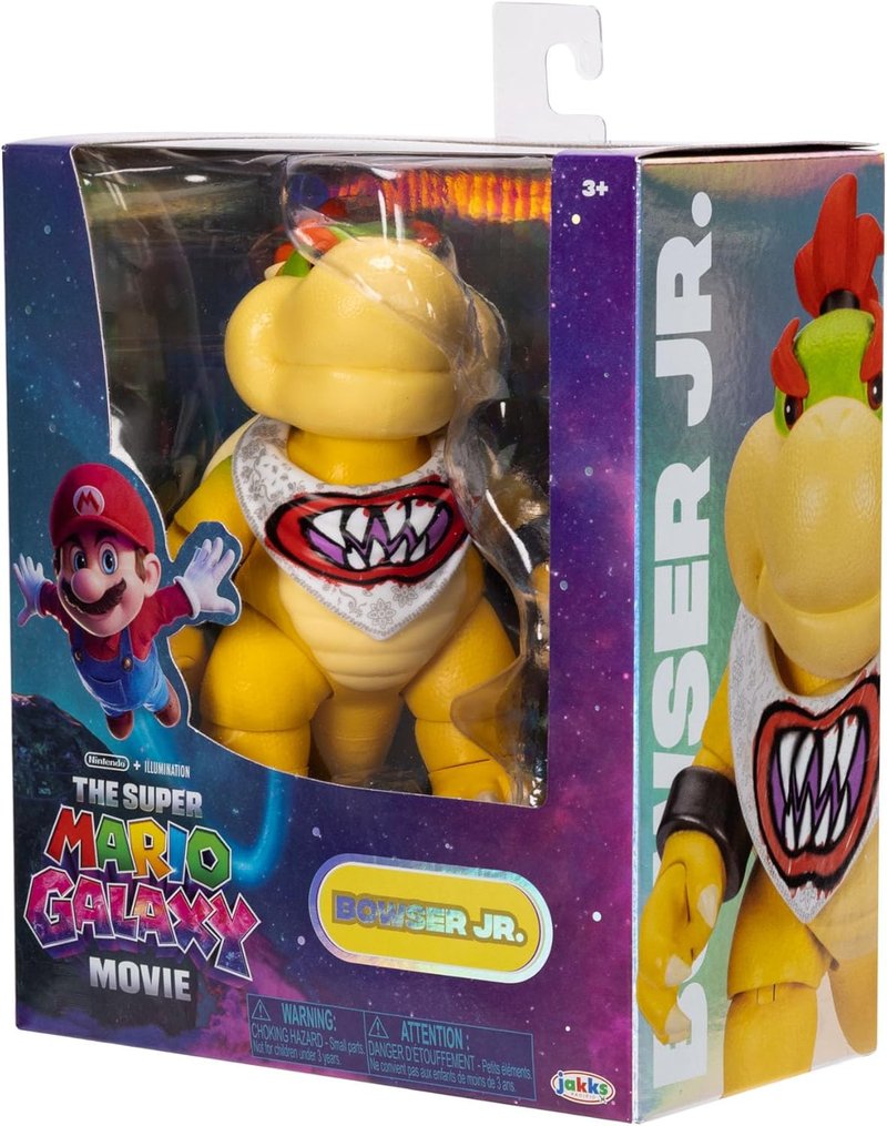 Super Mario Galaxy Action Figure - Bowser Jr. with Paint Brush Accessory | 5” Premium Detailing & 17 Points of Articulation