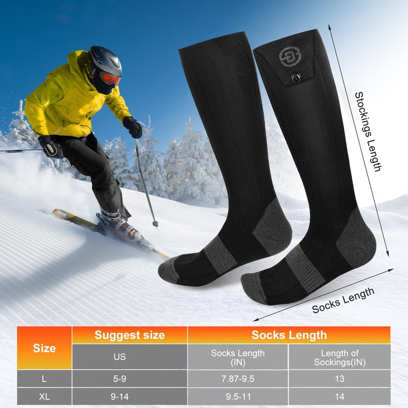Youtelit Heated Socks for Men Women with App Control, 8000mAh Electric Heated Socks Rechargeable Batteries for Up to 10 Hours of Heat, 360° Heating, Washable Winter Foot Warmer for Skiing, Camping, XL