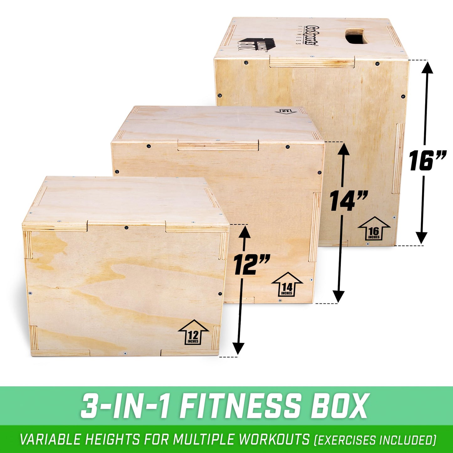 GoSports Fitness Launch Box - 3-in-1 Plyo Jump Box for Exercises of All Skill Levels