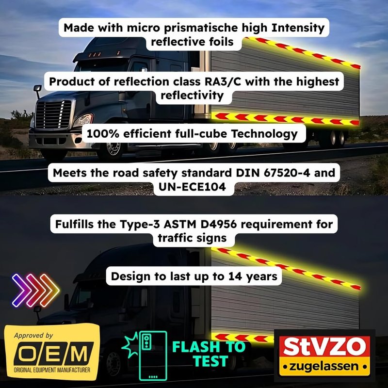 SOLNIT DIN67520 ECE104 Reflective Reflective Tape Film Safety Warning Waterproof Reflex Cars Motorcycles Helmets Bicycles Made with Diamond Grade (4091 Yellow, 20 Pieces, 30mm x 80mm)