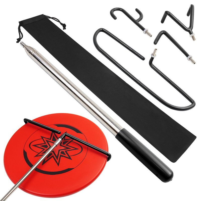 AKU INTL. 4 in 1 Disc Golf Retriever Pole 16 ft– Extendable Telescopic Disc Retriever with Durable Stainless Steel Frame Hooks & Carry Bag –Disc Golf Grabber, Trees, Bushes(Black)