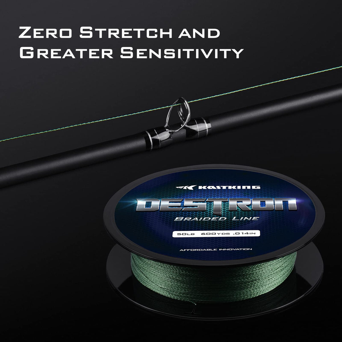 KastKing Destron Braided Fishing Line, Moss Camo, 4 Stands, 8LB, 600Yds