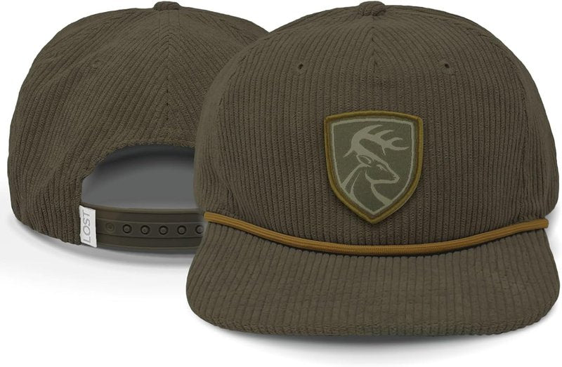 Men's Corduroy Flat Bill Hunting Cap - Drake Waterfowl 5-Panel Goat Rope Hat | Snapback Closure
