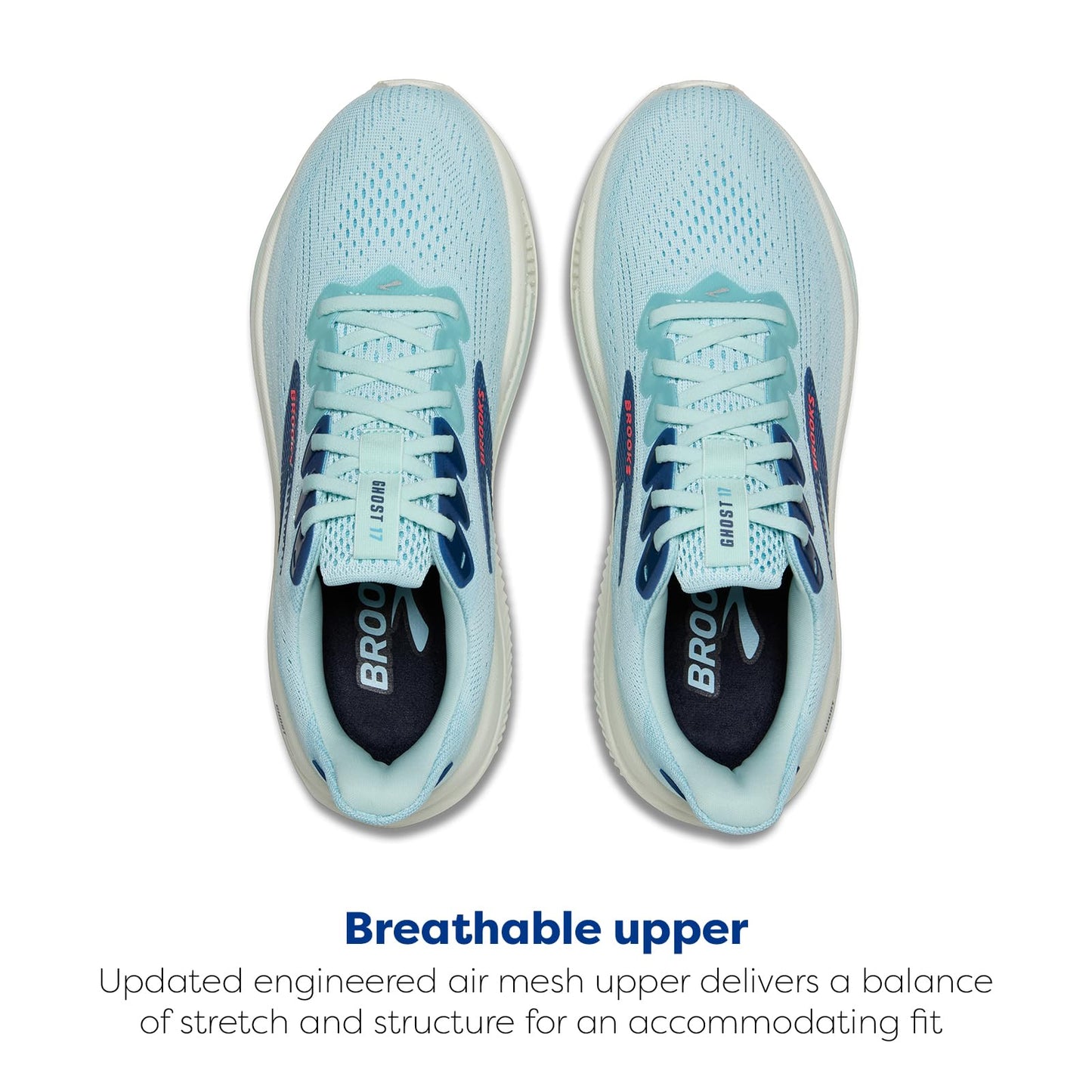 Brooks Women’s Ghost 17 Neutral Running Shoe - Clearwater/Navy Peony - 13 Medium