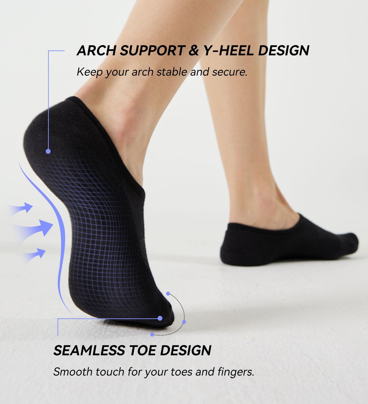 FITRELL No Show Socks Womens and Men - Athletic Cushioned Low Cut Ankle Socks Invisible Non-slip Liner Running, 8 Pairs Basic Black+White, Small