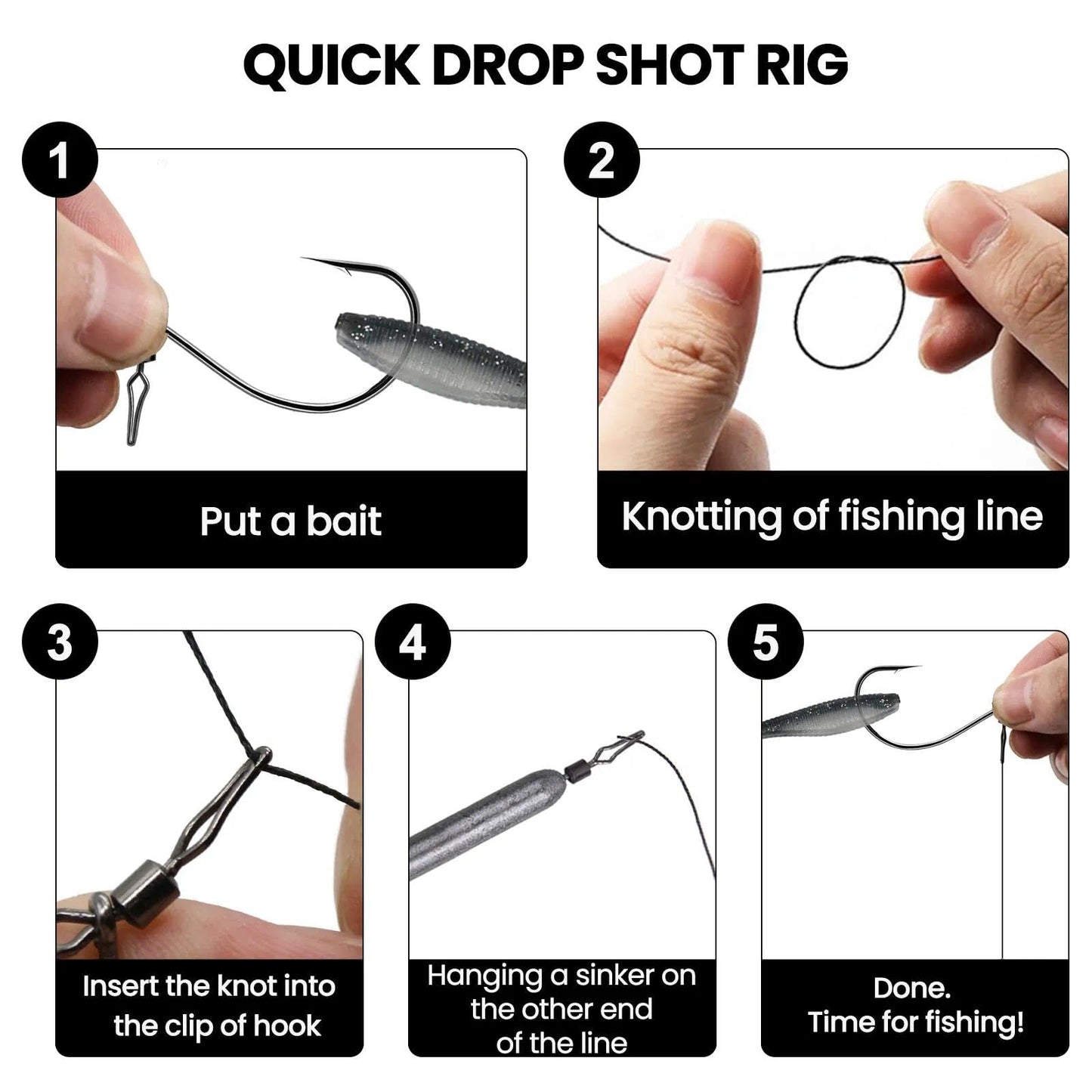 FishTrip 30/60Pcs Swivel Drop Shot Hooks Kit, EWG Spin Shot Hook for Bass