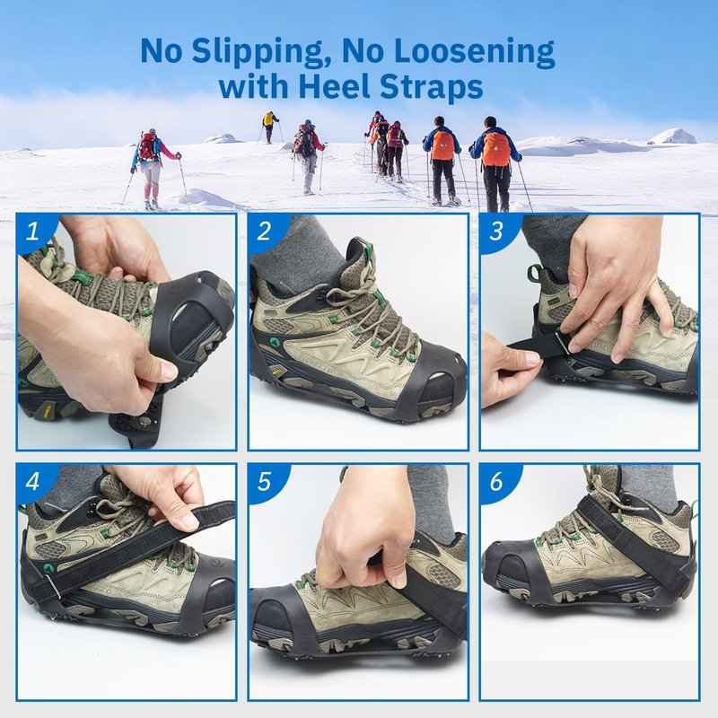 Ice Cleats for Shoes and Boots, Upgraded 28 Spikes Traction Cleats - Stainless Steel Shoe Spikes for Snow and Ice, Anti Slip Silicone Ice Grippers for Men/Women’s Winter Walking, Running