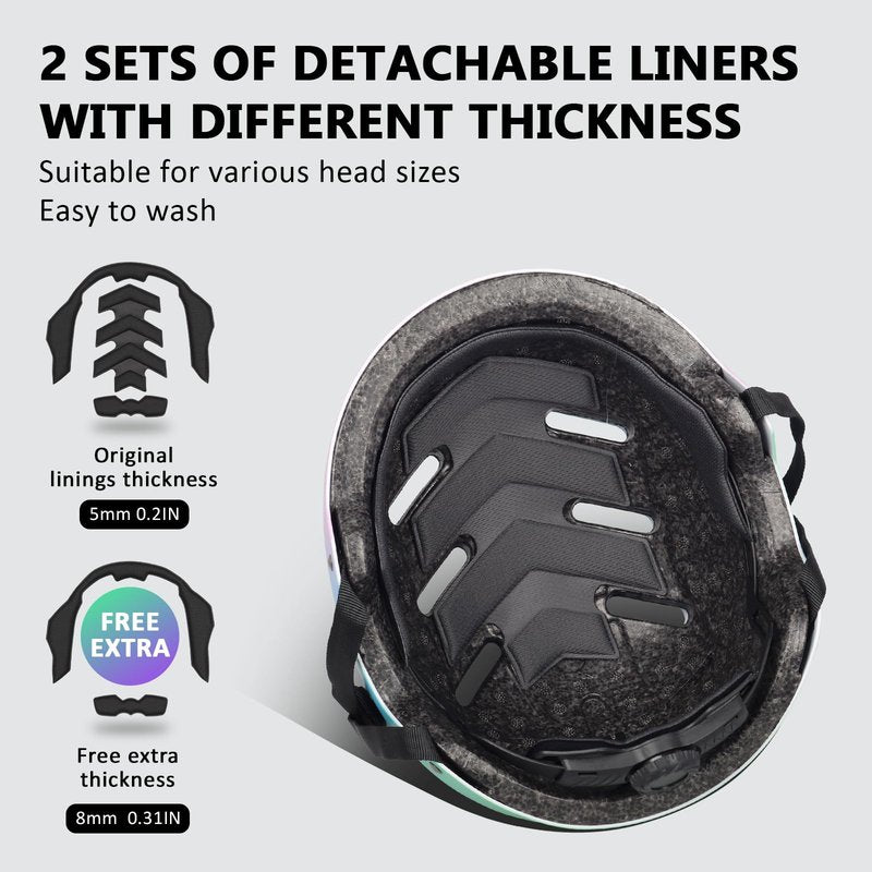 Skateboard Bike Helmet for Adults Women Men Youth Kids (2-3-5-8-14+ Years Boys Girls) - Lightweight Multi-Sport Adjustable Helmets for Bicycle Skateboard Scooter Skate Cycling