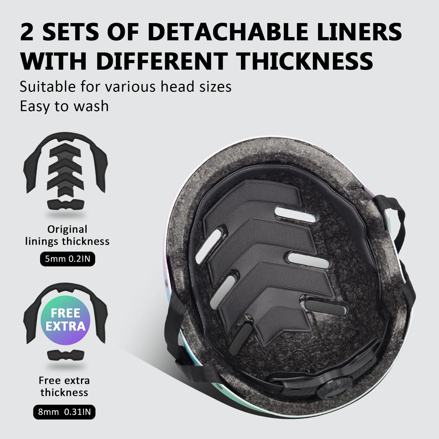 Skateboard Bike Helmet for Adults Women Men Youth Kids (2-3-5-8-14+ Years Boys Girls) - Lightweight Multi-Sport Adjustable Helmets for Bicycle Skateboard Scooter Skate Cycling