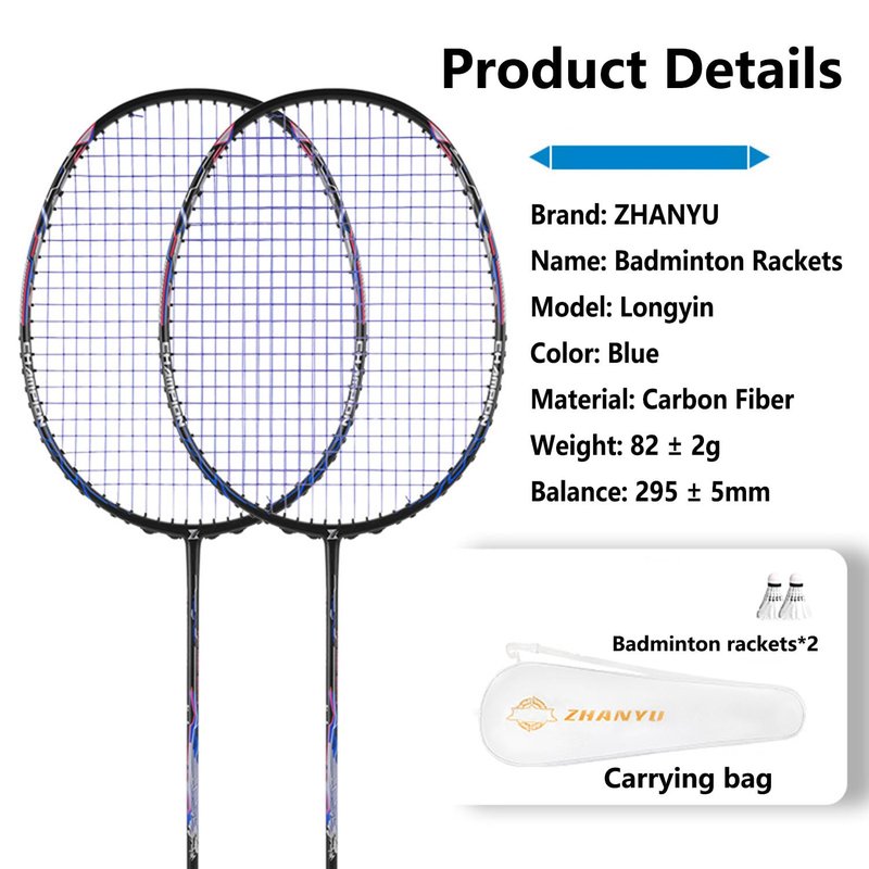 PFVMSQA Badminton Racket Set,82g Offensive Defensive Durability Professional Badminton Racket,with 2 Shuttlecocks and 1 Carrying Bag,for Training,Sports and Entertainment