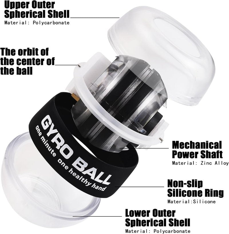 LUMIXA Gyroscopic Hand Exerciser Ball - Auto-Start Wrist & Forearm Strengthening | Muscle Rehab Tool