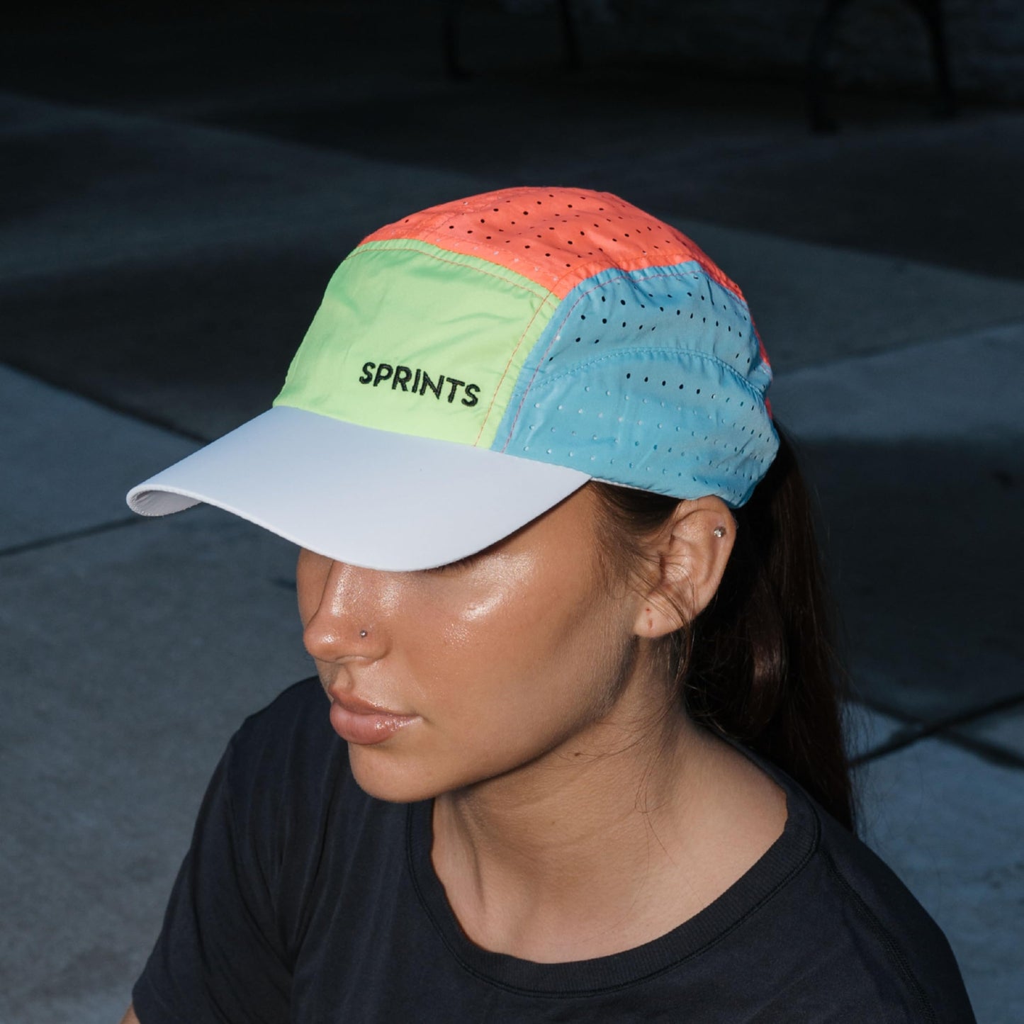 Sprints Race Day Performance HyperG Racing Cap | The Lightweight, Quick Dry, Running, Sport Hat, One Size, Unisex (Setting Sun Evaporated Ventilation)