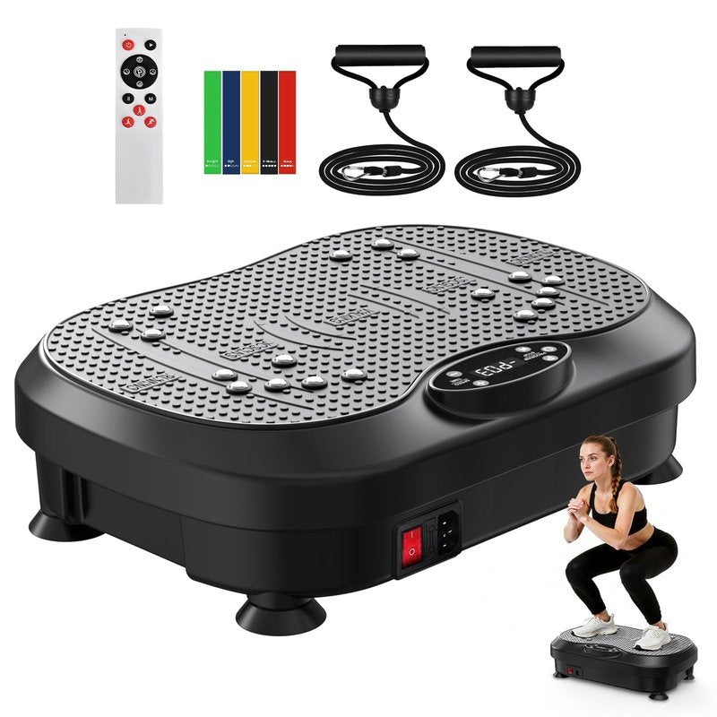 NISILIN Vibration Plate Exercise Machine for Lymphatic Drainage with 200 Levels, Whole Body Fitness Workout Equipment Stand Shake Board Sport Gym for Weight Loss Fat Burner for Women Men (Black)