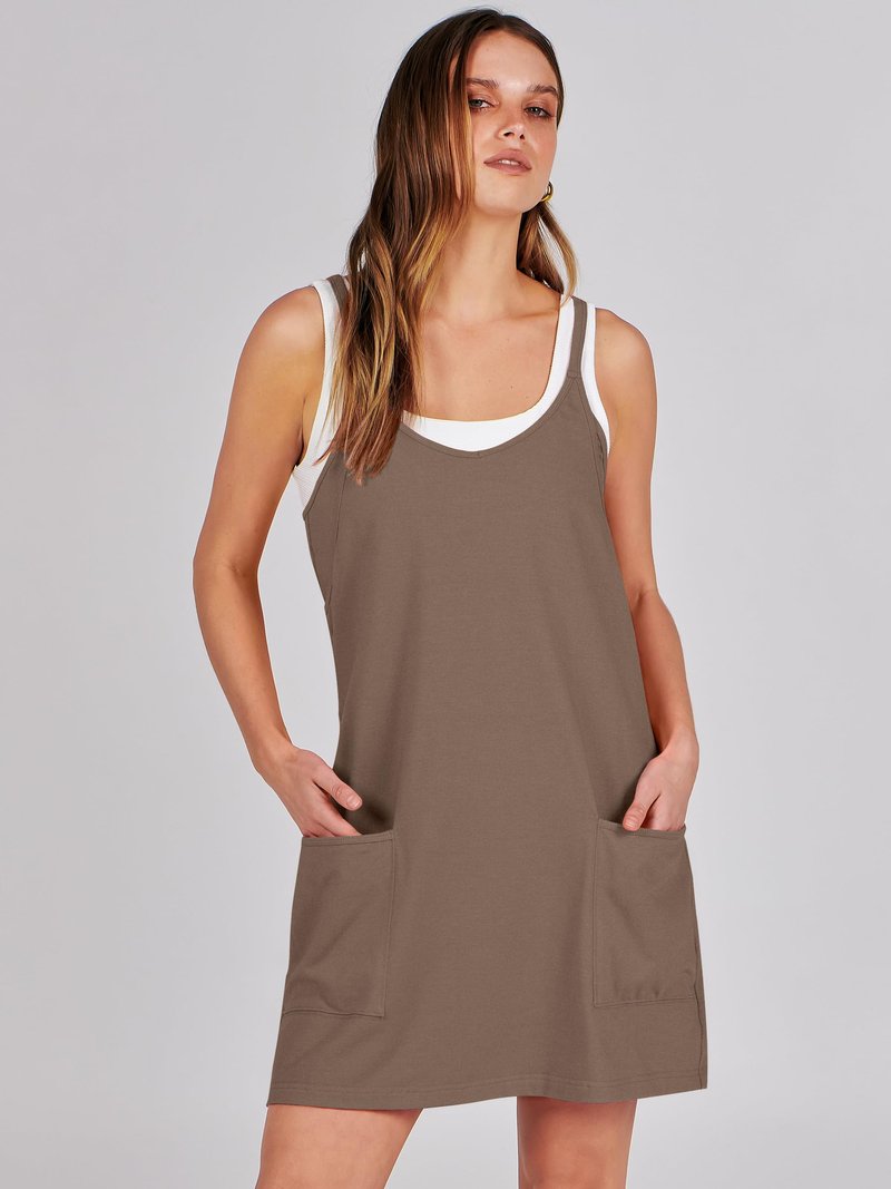 ANRABESS Women Athletic Dress Summer Tennis Workout Active Sports Mini Romper Dress Built in Shorts Travel Vacation Clothes Coffee XX-Large