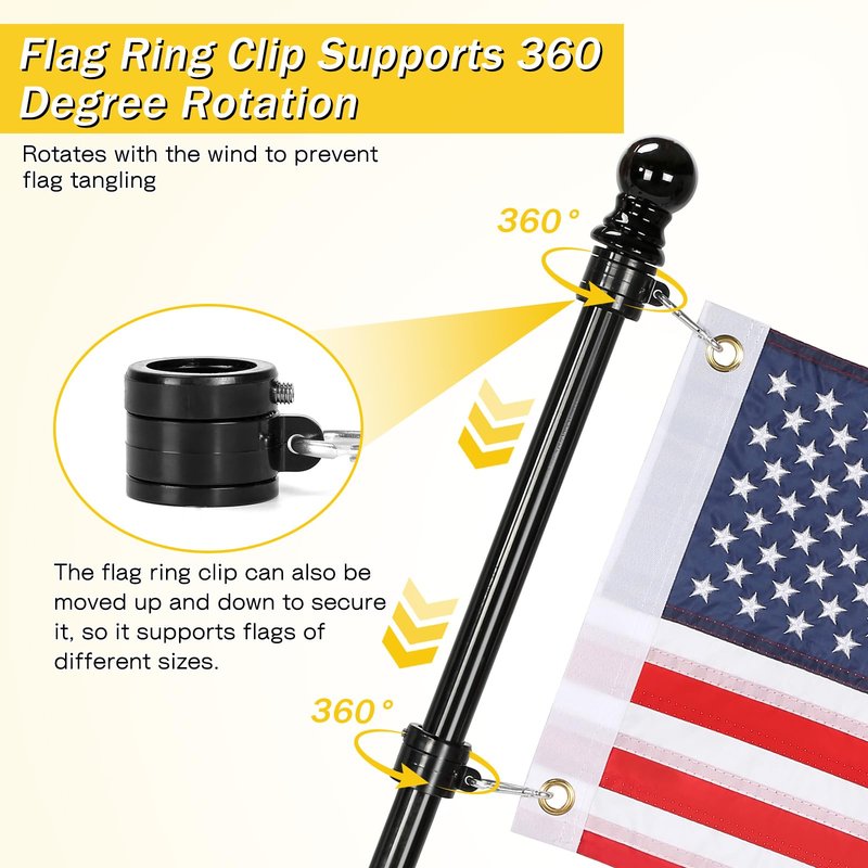 SANXIACAR Golf Cart Flag Holder with USA Flag Pole Kit Set for EZGO TXT RXV Club Car Precedent DS Tempo Onward Yamaha Boat Flag Pole Mount Kit (with American Flag 12 x 18 Inch)