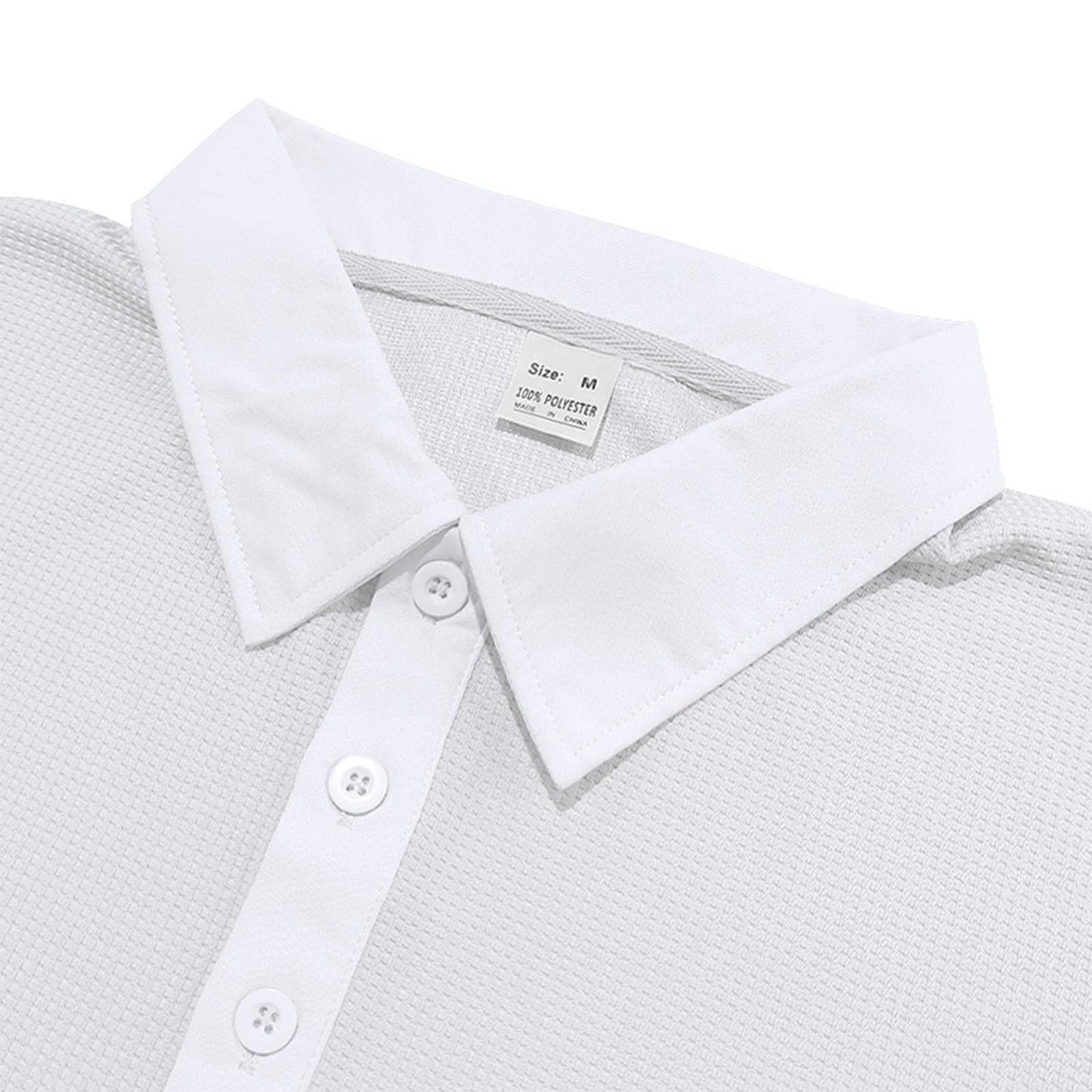 Men's Solid Color Shirts Buttons Lapel Blouses Long Sleeve Leisure Shirt Golf Tops Slim Casual Collared T Shirts White M