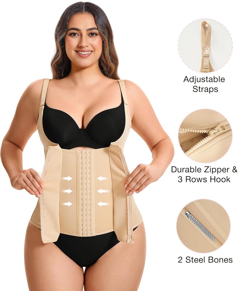 Underbust Corset Waist Trainer - Steel Boned Body Shaper Vest with Adjustable Straps | Women's Cincher
