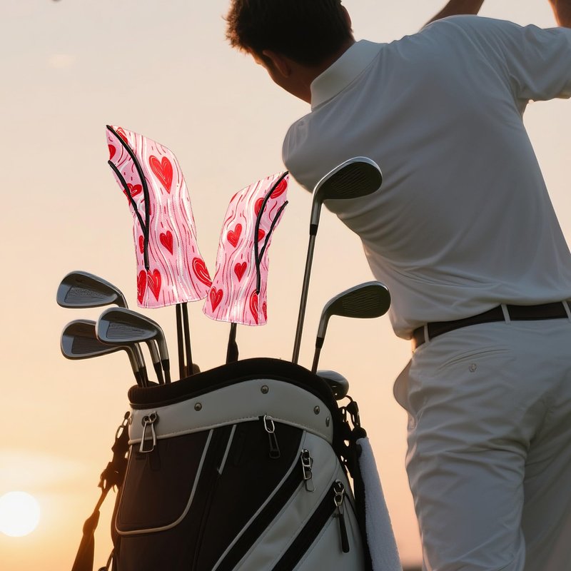 Golf Club Covers PU Leather Waterproof Golf Club Head Covers for Fairway Woods and Driver Wave Heart Driver Cover Suitable for Most Brands
