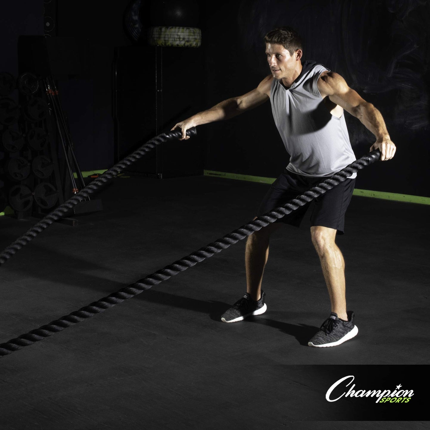 Champion Sports RPT2050 Heavy Training Rope: Rhino Poly Strength & Conditioning Heavy Gym Battle Ropes - Cardio, Cross Training, Weight Training & Crossfit - 2" x 50'